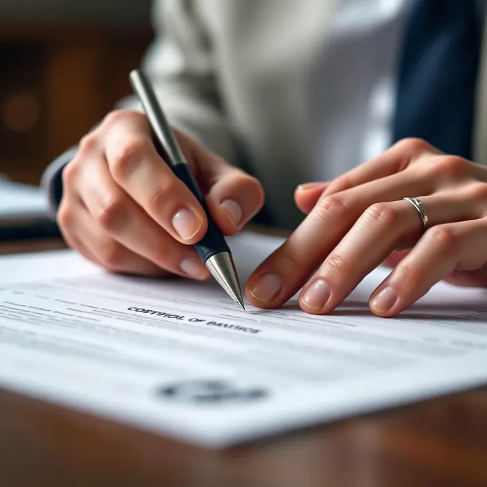 Person signing an official DMV document